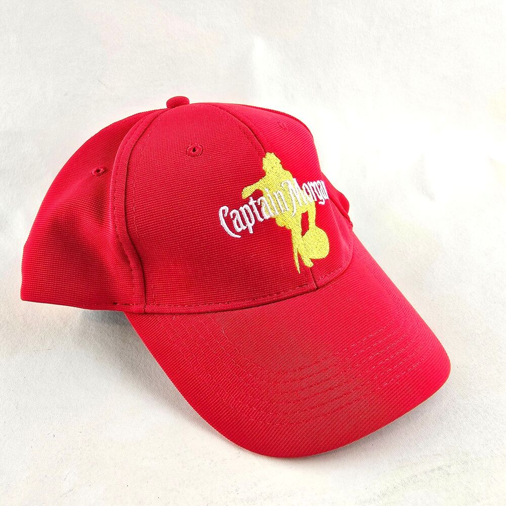 Captain Morgan Hat Men Red Baseball Cap Adjustable Liquor Promo Logo Embroidered